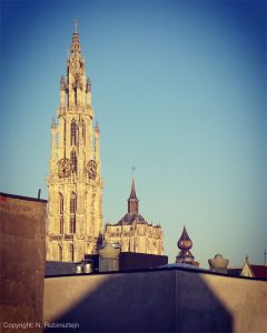 Picture of Hotel 't Sandt in Antwerp. The view on Antwerp's cathedral from the hotel.